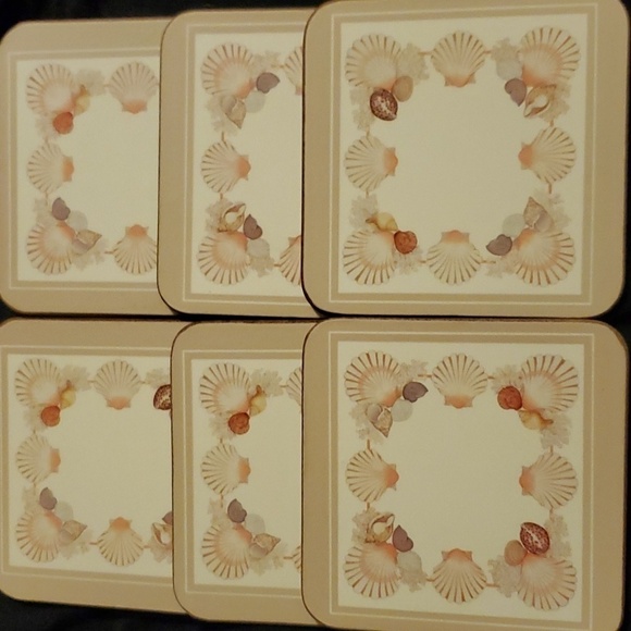 Royal Table Satin Finish Seashell Beige Coasters-Set of 6 - Picture 3 of 5
